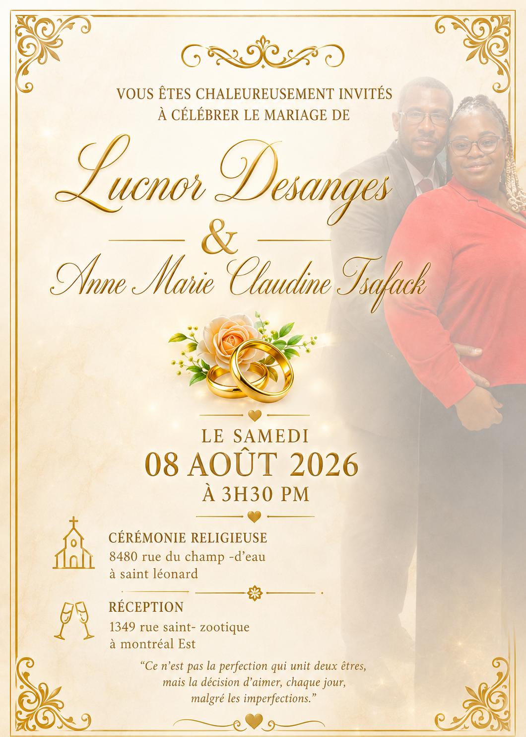 Célébration Nuptiale Anne Marie Claudine & Lucnor
