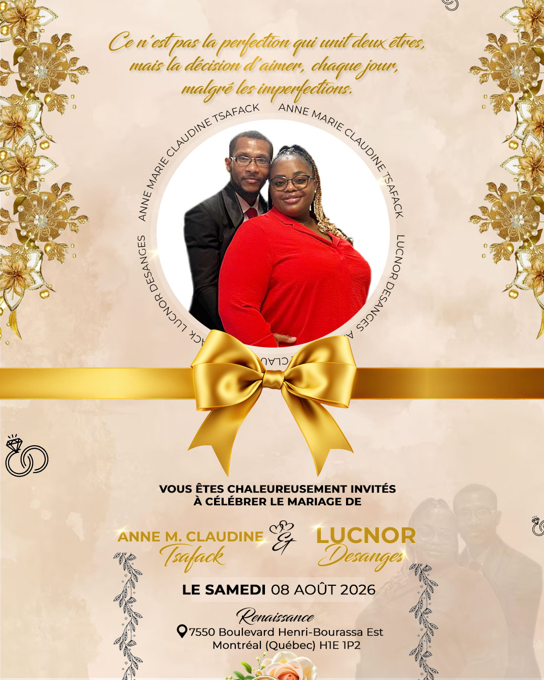 Célébration Nuptiale Anne Marie Claudine & Lucnor